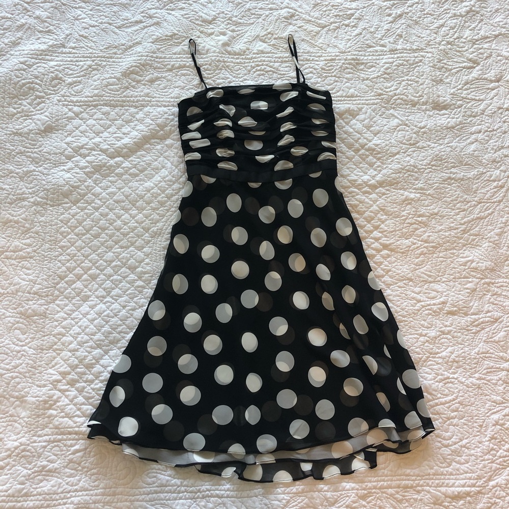 Ann Taylor black and white polka dot dress